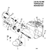 Корпус шестерни, карданный вал - 2.00:1 передаточное число 4-Х ТАКТНОГО ПЛМ MERCURY F15 Серийный номер от 0P075166  до 0P400999