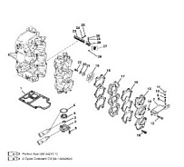 Впускной коллектор и резонатор 2-Х ТАКТНОГО ПЛМ MERCURY 60 Серийный номер от 9885345 до 9973099