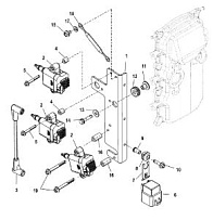 Катушка зажигания, SS/N-USA-0T980000/BEL-0P325500 и выше 4-Х ТАКТНОГО ПЛМ MERCURY 30 Серийный номер от 0T409000 до 1B226999